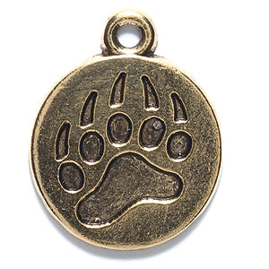 PW6291-AG: PW Bear Paw Charm 24mm Ant Gold - 1PC