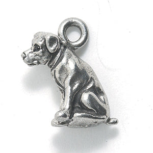 PW5207-S: Charm Sitting Dog Ant Pewter 13x19mm 1PC