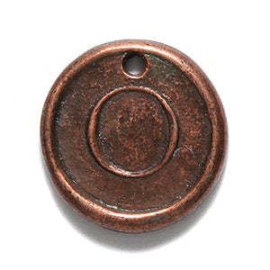 19PW955-OC: Wax Seal Ant Copper Letter Charm O 19mm