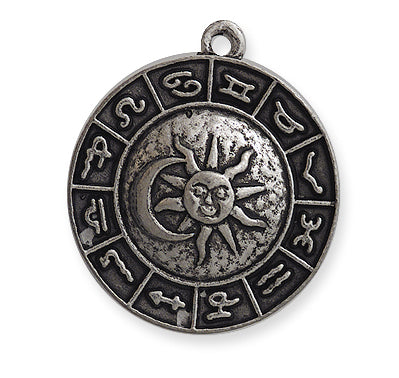 PW547-S: Pendant Zodiac Wheel Ant Pewter 27mm 1PC