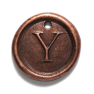 19PW955-YC: Wax Seal Ant Copper Letter Charm Y 19mm