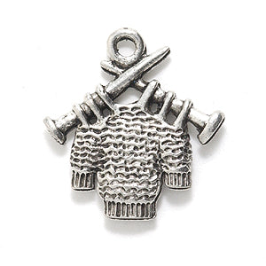 PW5251-S: Charm Knitted Sweater Silver 18x20mm-1PC