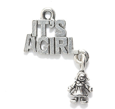 PW5768-S: Charm Its A Girl Silver 19x29mm-1PC