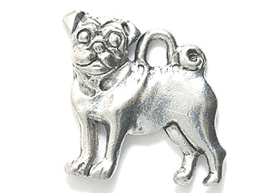 PW5631-S: Charm Pug Dog Silver 16x17mm-1PC