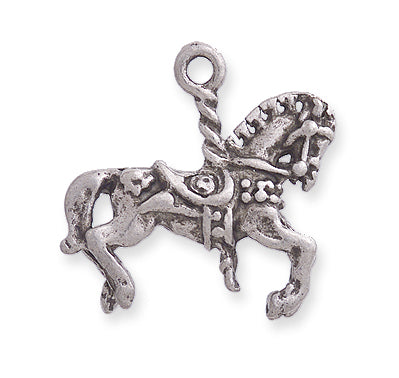 PW414-S: Carousel Horse Charm Ant Pewter 23x24mm 1PC