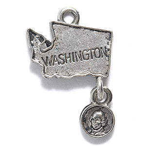 PW5822-S: Charm State Of Washington Silver 18x24mm-1PC