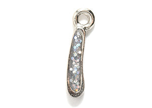 PW3200-I: Charm Letter I w/Glitter Silver 15mm-1PC