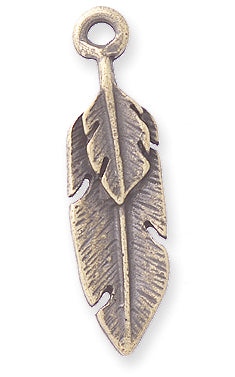 PW5-G: Charm Feather Double Ant Brass 8x30mm-1PC