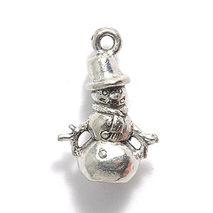 PW1224-S: Charm Snowman Silver 10x20mm-1PC