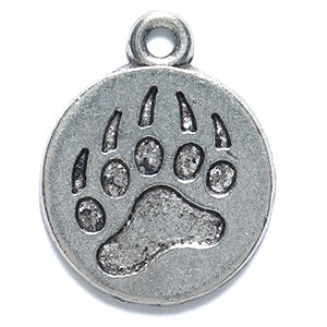 PW6291-S: PW Bear Paw Charm 24mm Ant Pewter 1PC