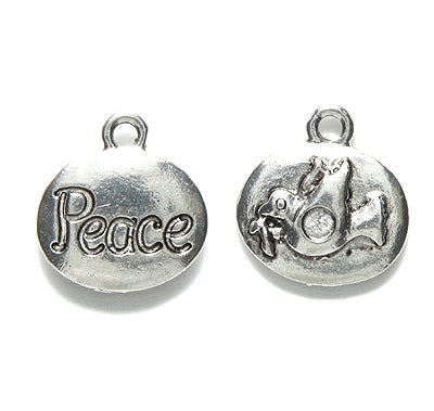 PW5277-RS: Peace/dove Ant Pewter w/Cup For Rhinestone 14x15mm 1PC