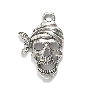 PW3493-S: Charm Pirate Skull Ant Pewter 20mm 1PC