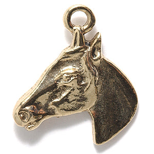 PW1209-AG: Charm Horse Head Ant Gold 20x22mm - 1PC