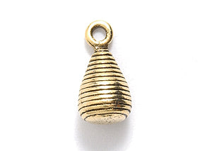 PW60-AG: Charm Teardrop Grooved Ant Gold 6x14mm - 1PC