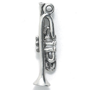 PW909-S: Trumpet Charm Ant Pewter 7x25mm 1PC