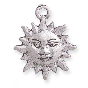 PW207-S: Sun w/Face Pendant Ant Pewter 22mm 1PC