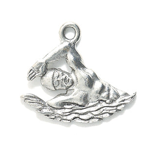 PW5662-S: Charm Male Swimmer Silver 19x22mm-1PC