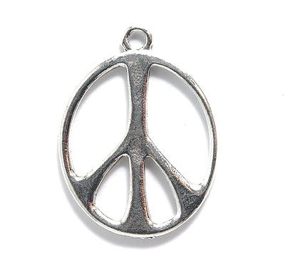 PW1127-AS: Elongated Peace Sign Bright Silver 20x27mm-1PC