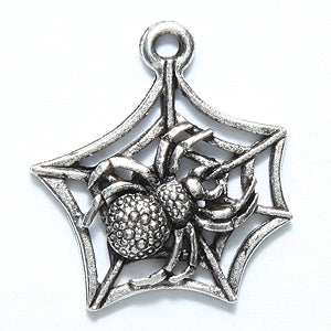 PW6304-S: Charm Spider On Web Silver 20mm-1PC