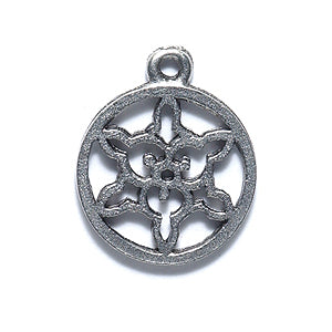 PW6281-S: Pewter Charm Ornate Open Circle 18mm Silver-1PC