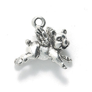 PW5215-S: Charm Flying Pig Ant Pewter 14x15mm 1PC