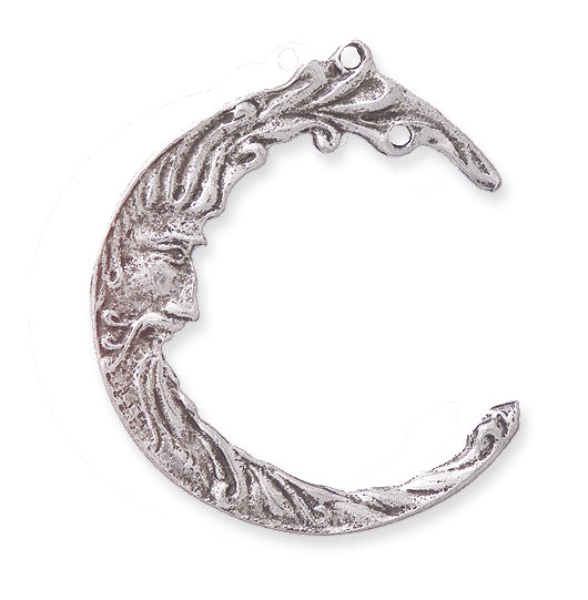 PW96-S: Moon Large Bearded Crescent Moon Ant Pewter 40mm 1PC