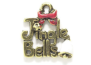 PW3380-EG: Charm Jingle Bells Epoxy Red/white Gold 16m - 1PC