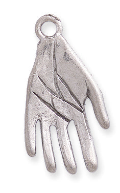 PW385-S: Hand Charm w/Lifelines Ant Pewter 13x16mm 1PC