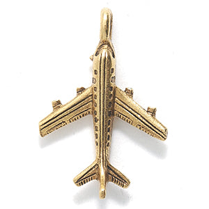 PW4124-AG: Jetliner Airplane Ant Gold 17x24mm-1PC