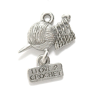 PW3250-S: I Love 2 Crochet Silver 15x20mm-1PC