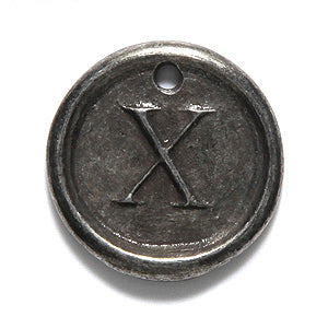 19PW955-X: Wax Seal Pewter Letter Charm X 19mm