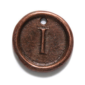 19PW955-IC: Wax Seal Ant Copper Letter Charm I 19mm