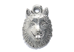 PW2061-S: Charm Huskey Dog Face Silver 11x16mm-1PC