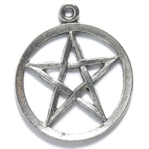 PW5814-S: Pendant Pentagram Circle Ant Pewter 25mm 1PC