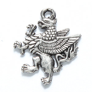 PW6306-S: Charm Griffin 19x21mm Silver-1PC