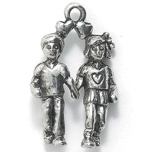 PW5198-S: Charm Boy And Girl Hand Holding Ant Pewter 25mm 1PC