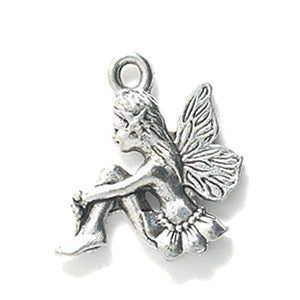 PW5625-S: Charm Fairy Sitting Silver 19x19mm-1PC