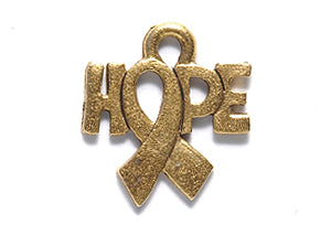 PW2024-AG: Awareness Ribbon Hope Ant Gold 14x15mm-1PC