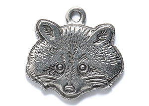 PW6085-S: Charm Raccoon Face 17x18mm Silver-1PC