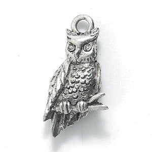 PW5216-S: Charm Owl Ant Pewter 11x22mm 1PC