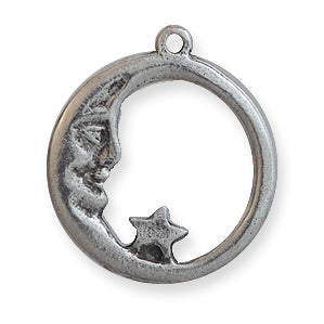 PW90-S: Charm Moon w/Star Loop Ant Pewter 18mm 1PC