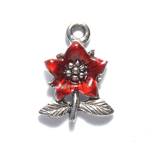 PW245-ES: Charm FL Red Epoxy Silver 17mm-1PC