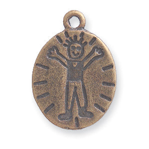 PW433-G: Pendant Oval w/Boy Ant Brass 15x21mm-1PC