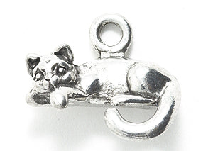 PW5210-S: Charm Cat Laying Ant Pewter 18x20mm 1PC