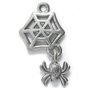 PW5137-S: Charm Spiderweb w/Spider Ant Pewter 13x25mm 1PC