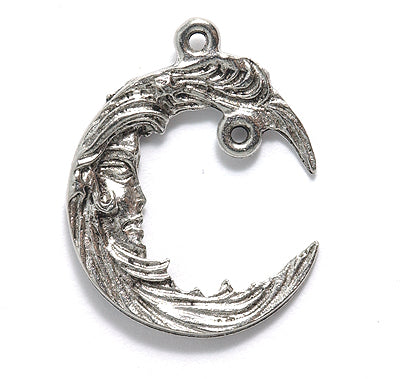 PW93-S: Moon Woman/face Crescent w/Hoop Ant Pewter 28mm 1PC