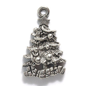 PW2199-S: Christmas Tree W/Gifts Silver 14x23mm-1PC