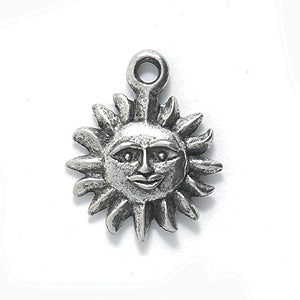 PW1277-S: Charm Sun w/Face Ant Pewter 13x17mm 1PC