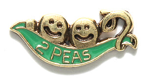 PW2361-EG: Charm 2 Peas In A Pod Green Gold 10x24mm-1PC