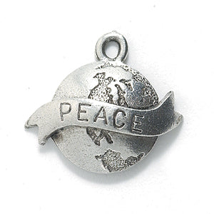 PW5220-S: Charm World W/Peace Silver 18x19mm-1PC